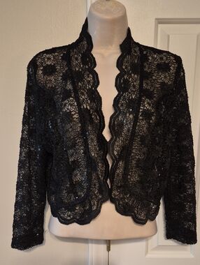 R & M Richards Black Lace Overlay Jacket